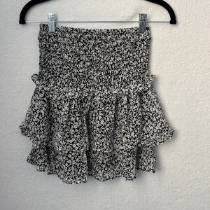 Floral Black and White Women's Skirt